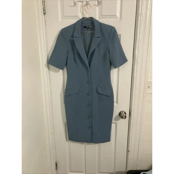 Badgley Mischka Blue Blazer Dress. Size 8 - Picture 5 of 8